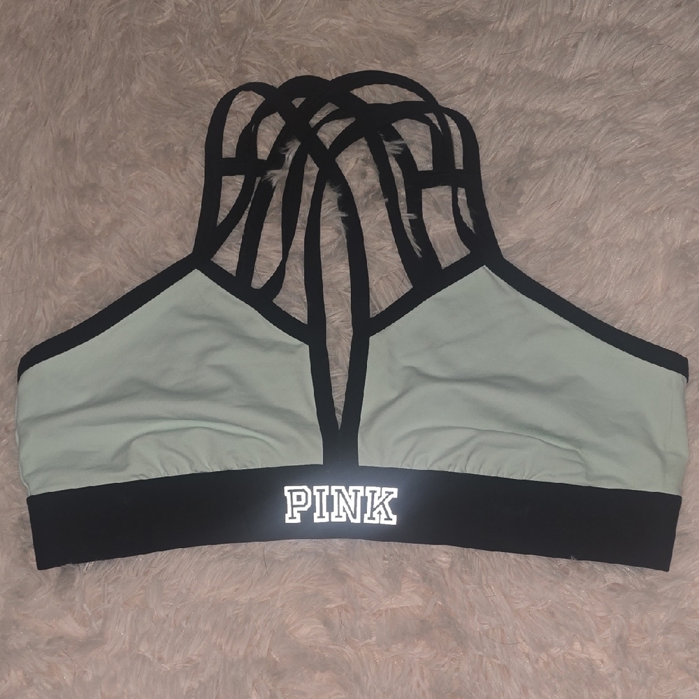PINK Victoria's Secret Strappy Sports Bra - Black and Gray